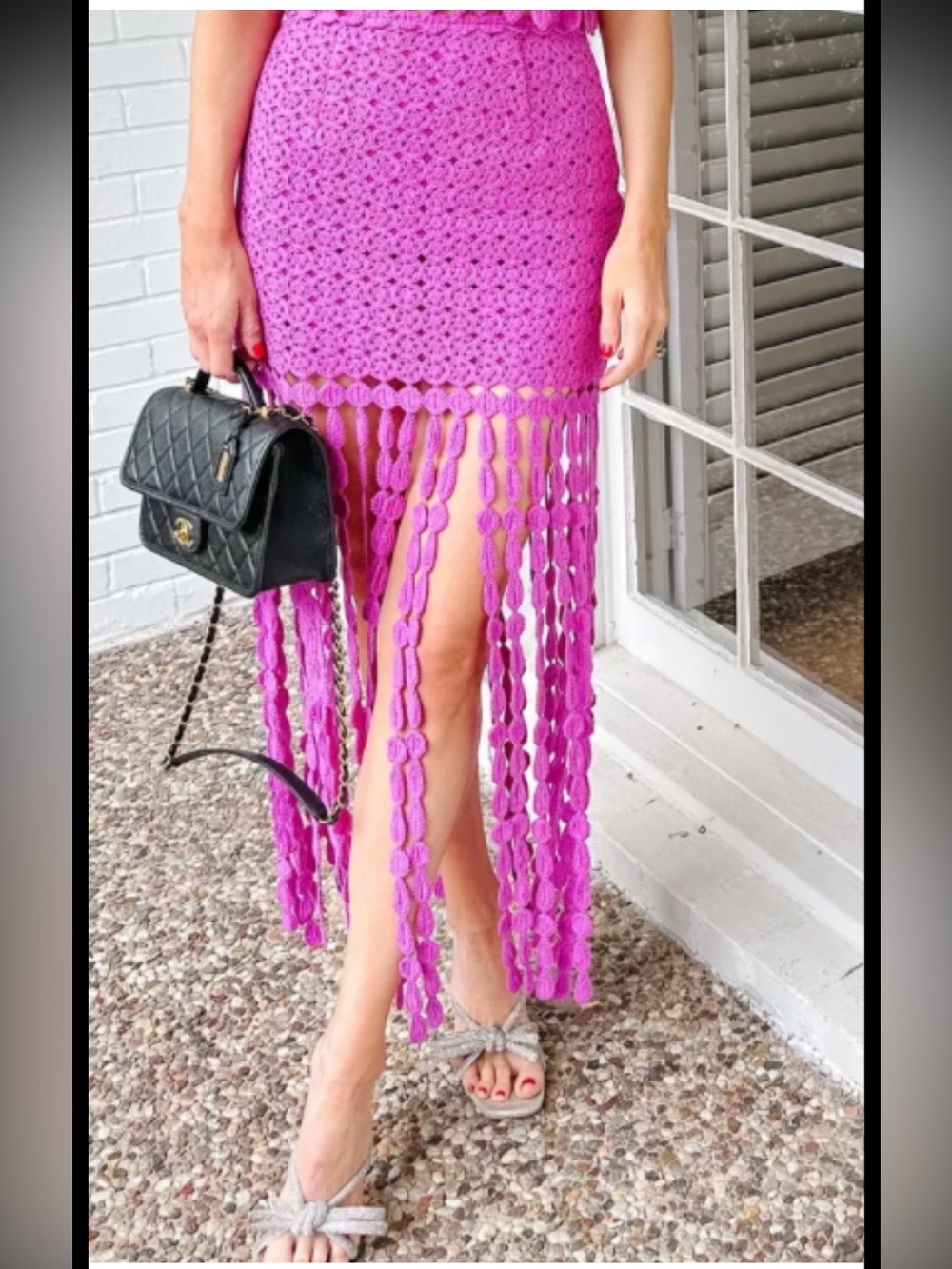 Elie pink crochet cactus fringe skirt by sailor . - Picture 6 of 11